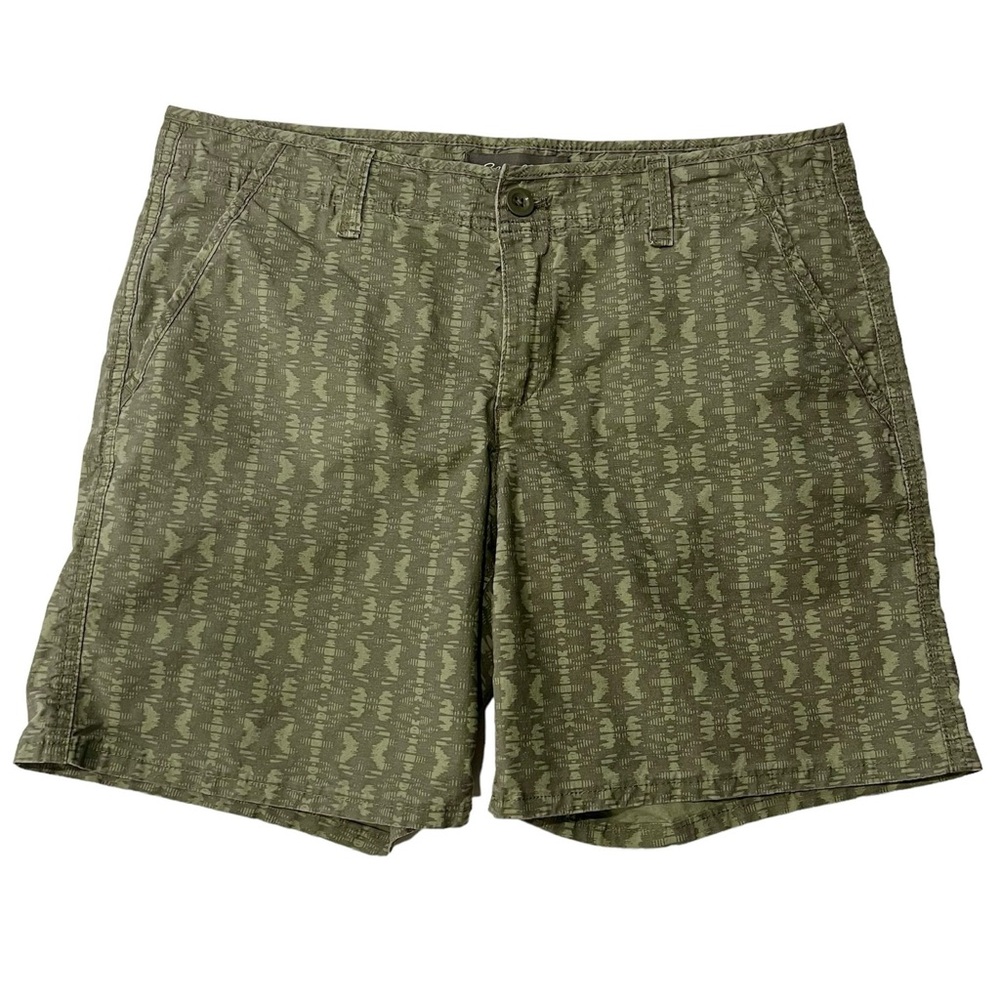 Eddie Bauer Women’s Chino Shorts Green Print 8